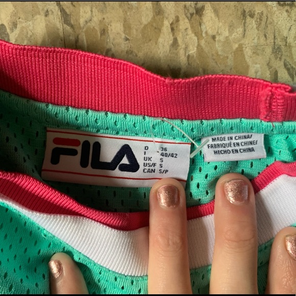 (SMALL) Green & Pink FILA T-Shirt Dress - Picture 2 of 4